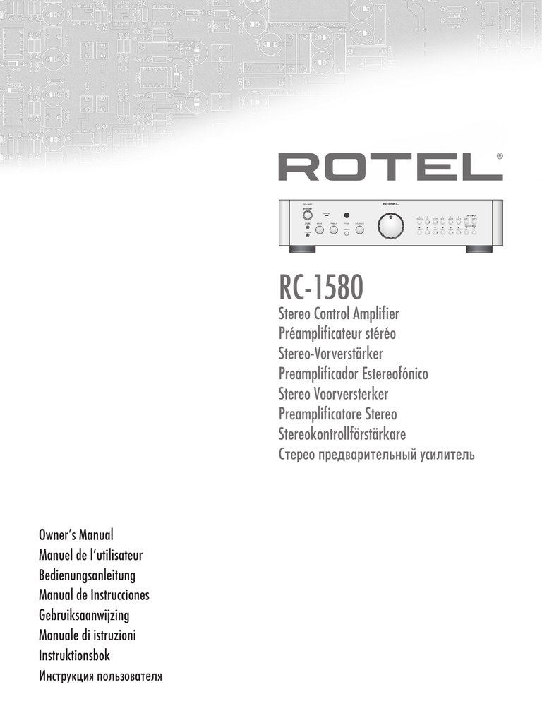 Rotel Rc 1580 V2 Owner S Manual Manualzz