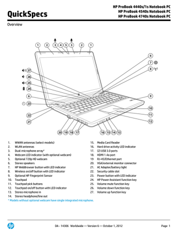 HP ProBook 4540s Specification | Manualzz