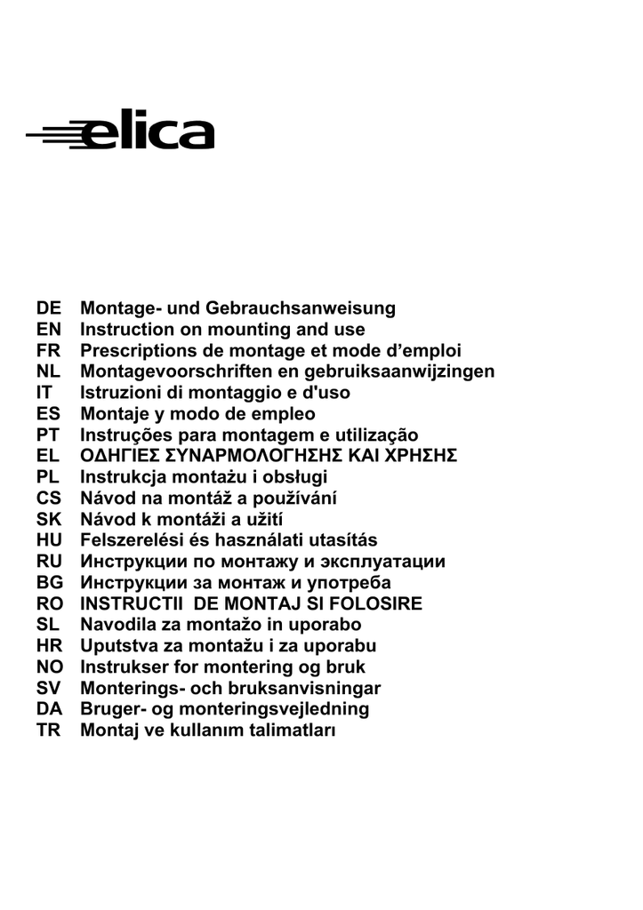 Elica Elektra Ix F 80 User Guide Manualzz