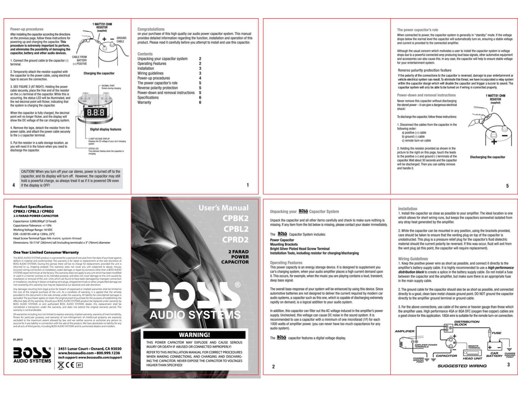 Boss Audio Systems Cprd2 Capacitor Manualzz