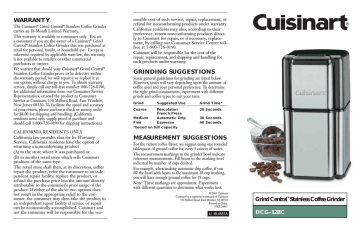 Cuisinart DCG-12BC coffee grinder 