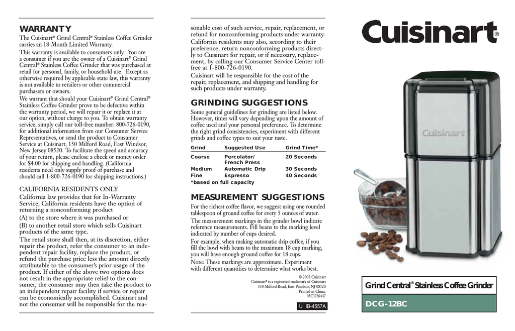 cuisinart coffee grinder replacement parts