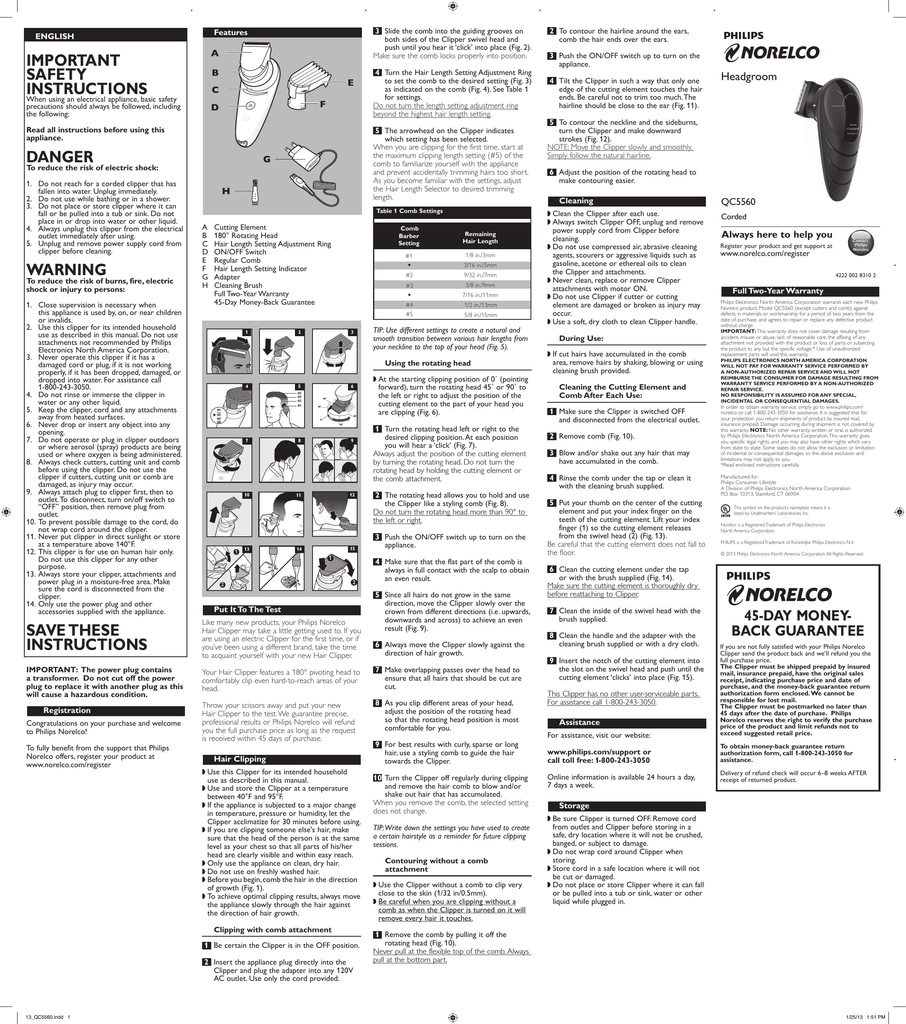 philips headgroom manual