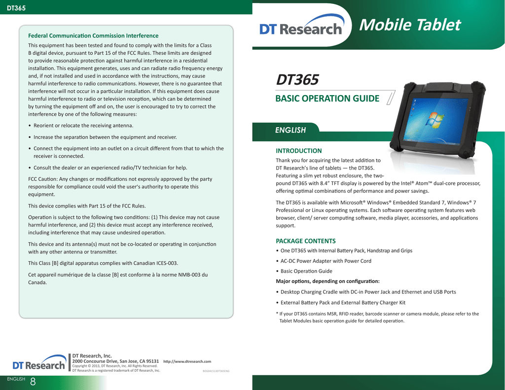 DT Research DT365 Mobile Rugged Tablet Includes Charging Cradle