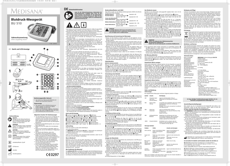 Medisana Bu 510 Bu 510 User Guide Manualzz