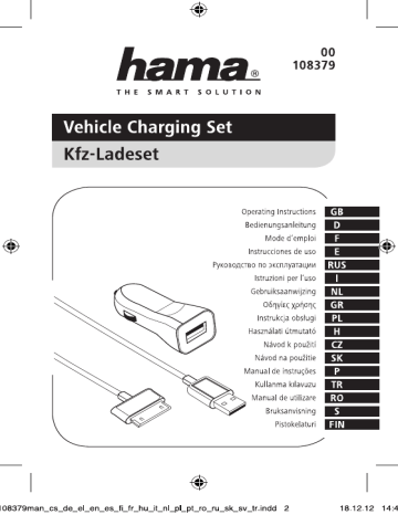 Hama 00108379 mobile device charger Manuel utilisateur | Manualzz