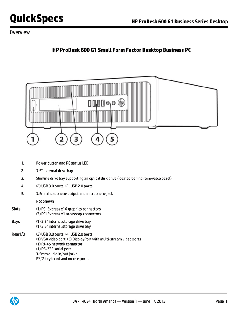 hp prodesk 600 g1 sff size