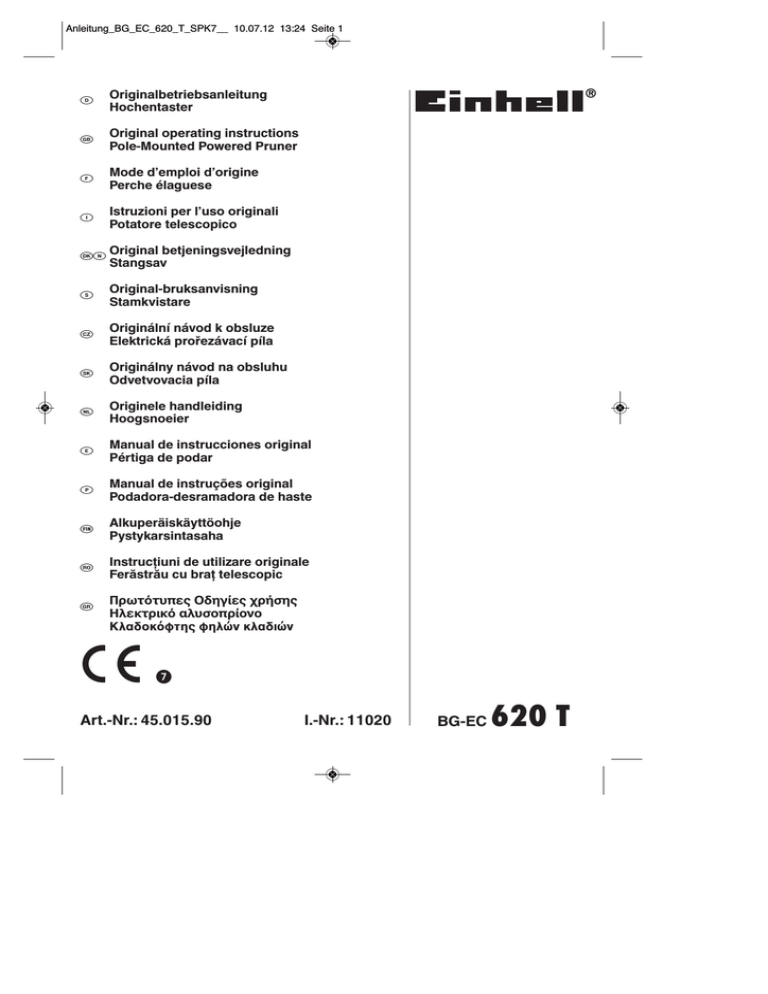 Einhell Bg Ec 6 T Operating Instructions Manualzz