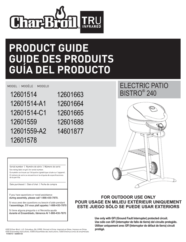 Char Broil Patio Bistro 240 Instruction manual Manualzz