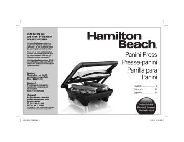 User manual Hamilton Beach 25460 (English - 2 pages)