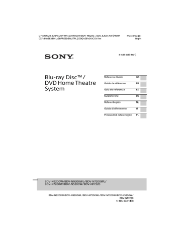 Sony BDV-N5200W, BDV-N7200W, BDV-NF7220, BDV-N9200WL, BDV-N9200W Guide de référence | Manualzz