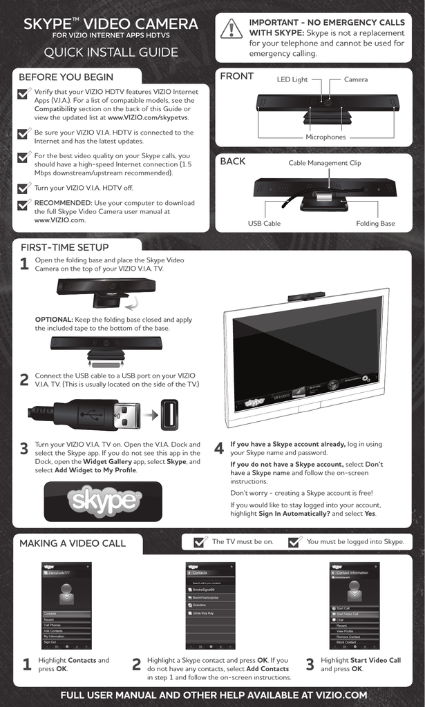 vizio smart tv webcam