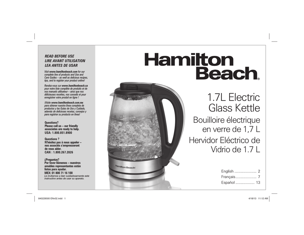 Hamilton Beach 1.7 L Double Wall LED Kettle - 40850