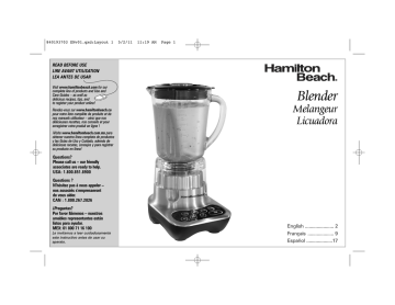 Hamilton Beach 56222 blender Use and care guide | Manualzz