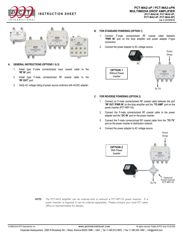 PCT MA22PN, MA2M, MA28PN User manual | Manualzz