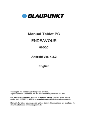 Blaupunkt Endeavour 800 QC 8GB Black, Silver User manual | Manualzz