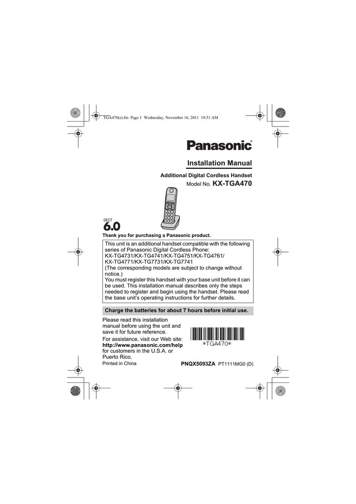 Panasonic KX-TGA470S, KXTGA470 Operating instructions | Manualzz
