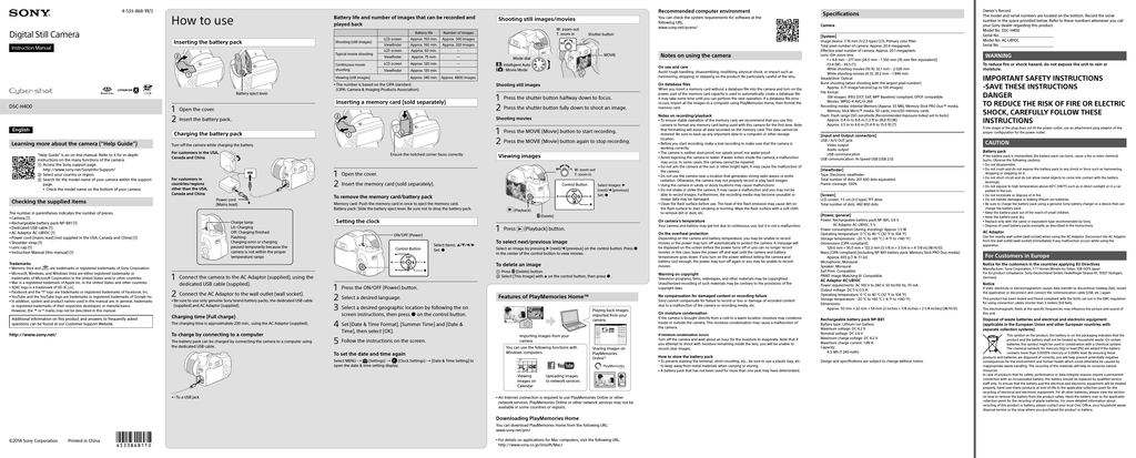 Sony Dsc H400 User Manual Manualzz