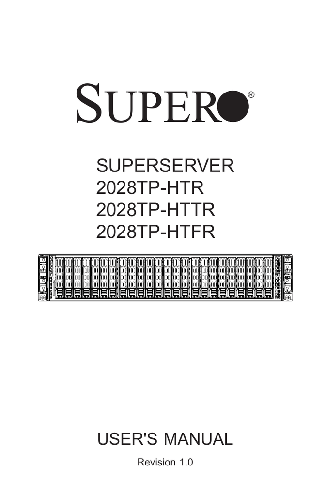 Supermicro Superserver 2028tp Htr Manualzz