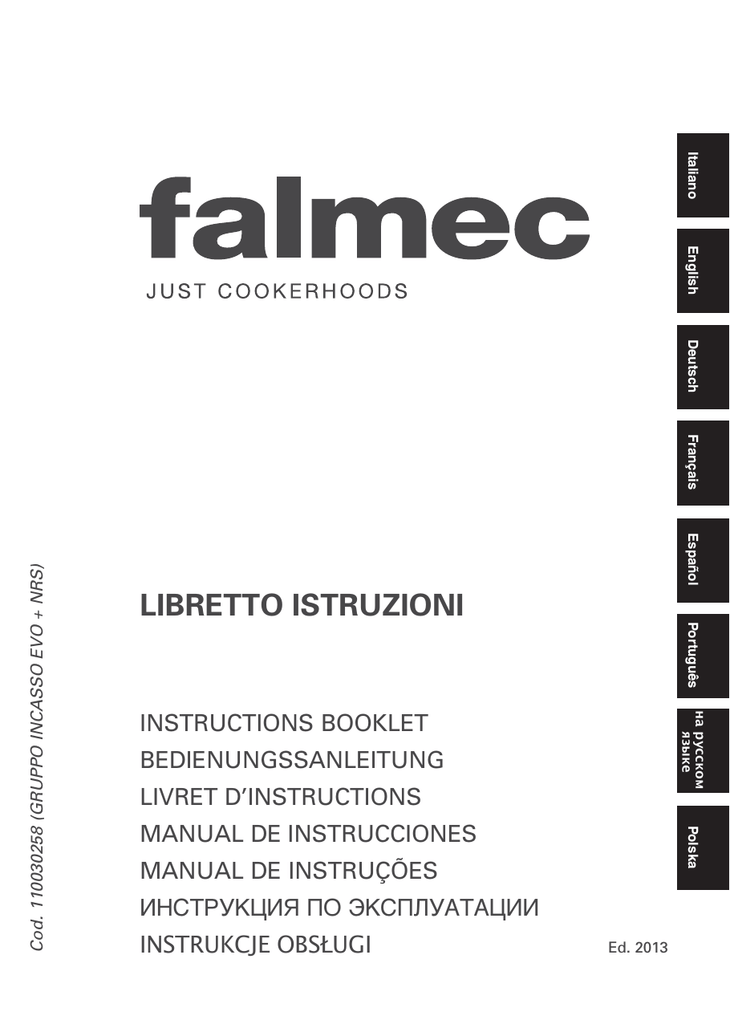 Falmec Gruppo Incasso Specification Manualzz