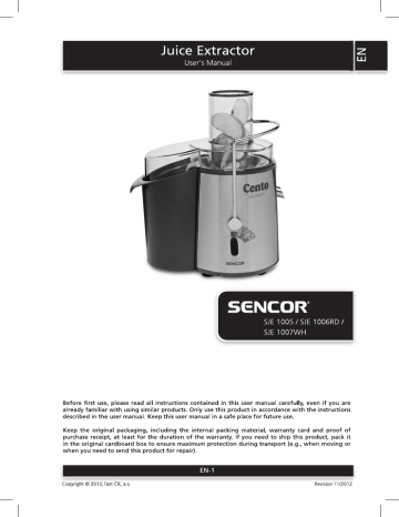 Sencor SJE 1006RD User's manual | Manualzz