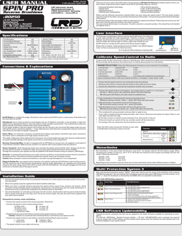 LRP Spin Pro Brushless Speed-Control User manual | Manualzz