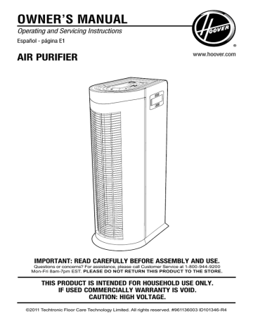 Hoover WH10600 Owner's manual | Manualzz