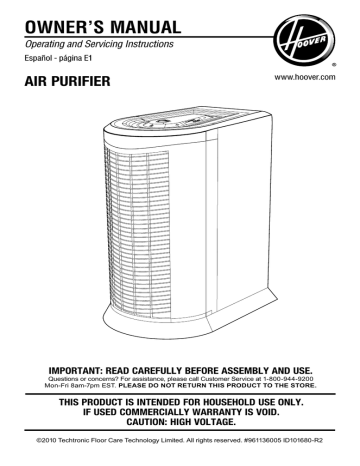 Hoover WH10100 User manual | Manualzz