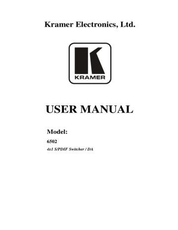 Kramer Electronics 6502 User manual | Manualzz