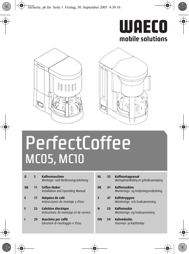 WAECO Cafetera con 5 Tazas Perfectcoffee MC 05 12V - Camper