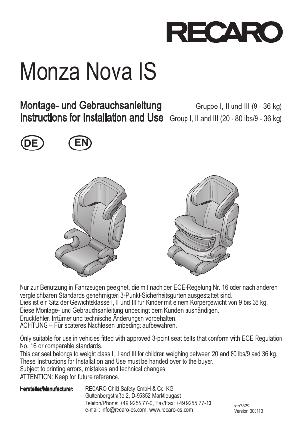 Recaro Monza Nova Is Manual Manualzz, Recaro Monza Nova Car Seat Instructions