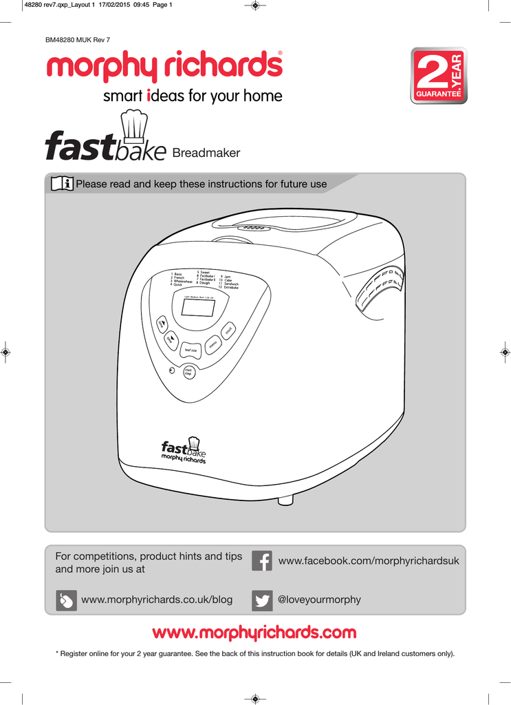 morphy richards fastbake bread maker instructions