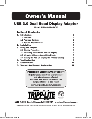 Tripp Lite U344-001-HDDVI video converter Owner's manual | Manualzz