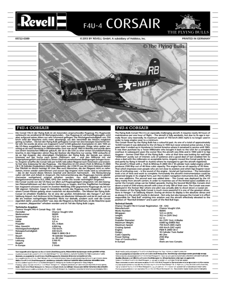 Revell F4u 4 Corsair User Manual Manualzz