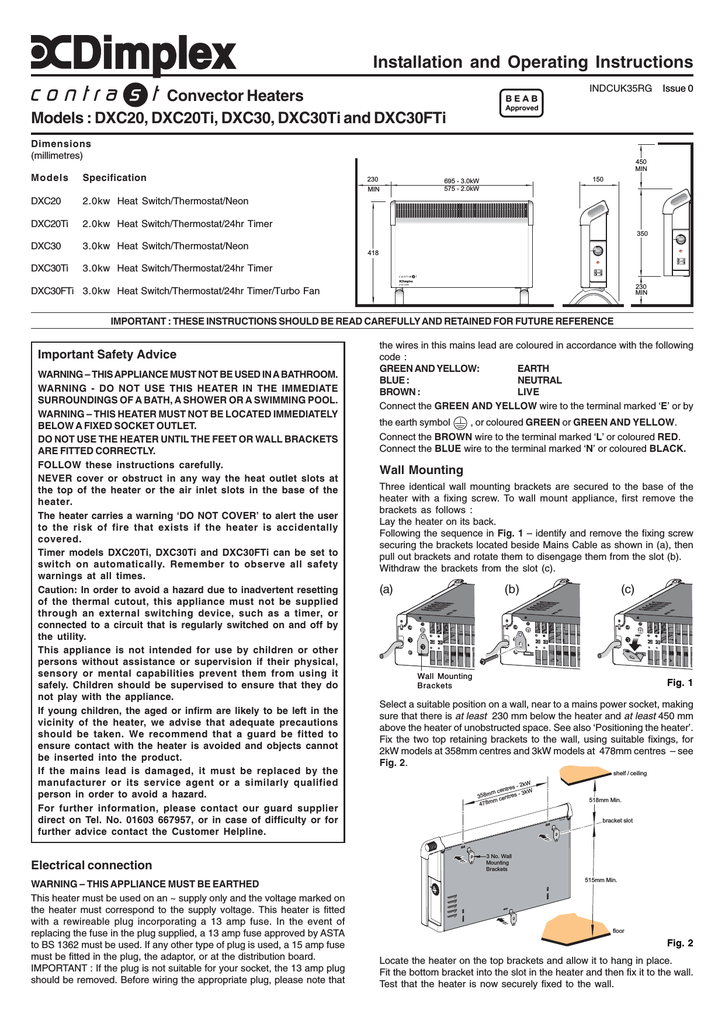 Dimplex Dxc20ti Operating Instructions Manualzz 2395