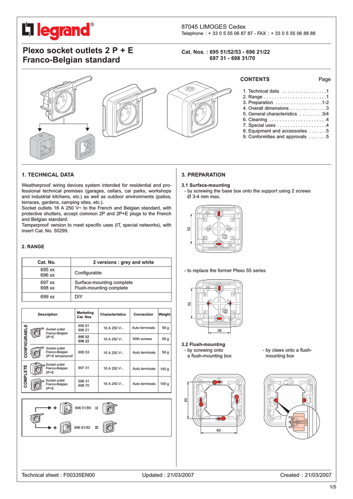 Legrand 0 697 31 Datasheet Manualzz