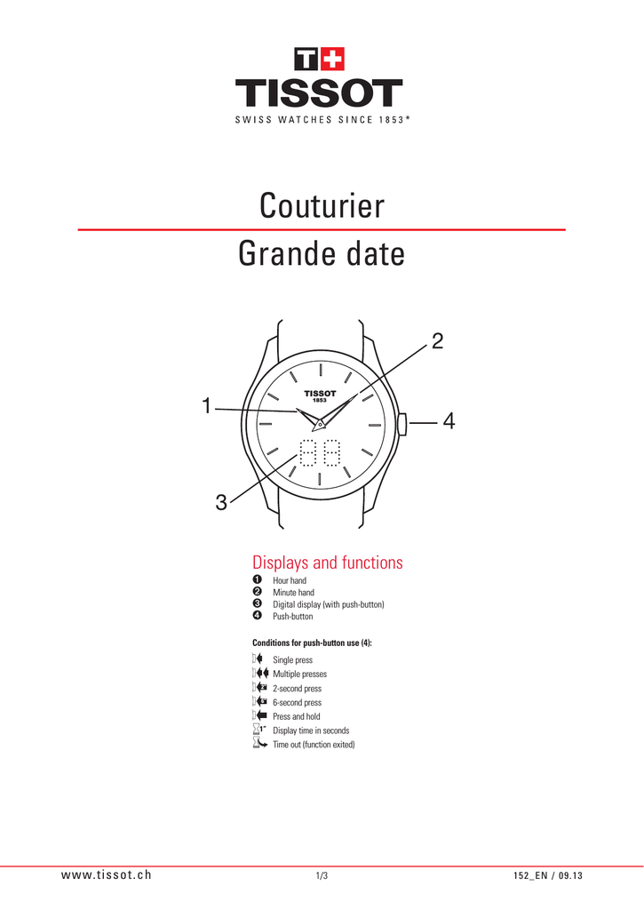 Tissot Couturier Secret Date Manual Manualzz