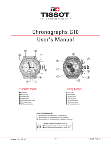 Tissot Couturier Chrono User s manual Manualzz