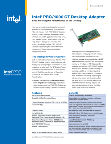 Intel PRO/1000 GT Datasheet | Manualzz