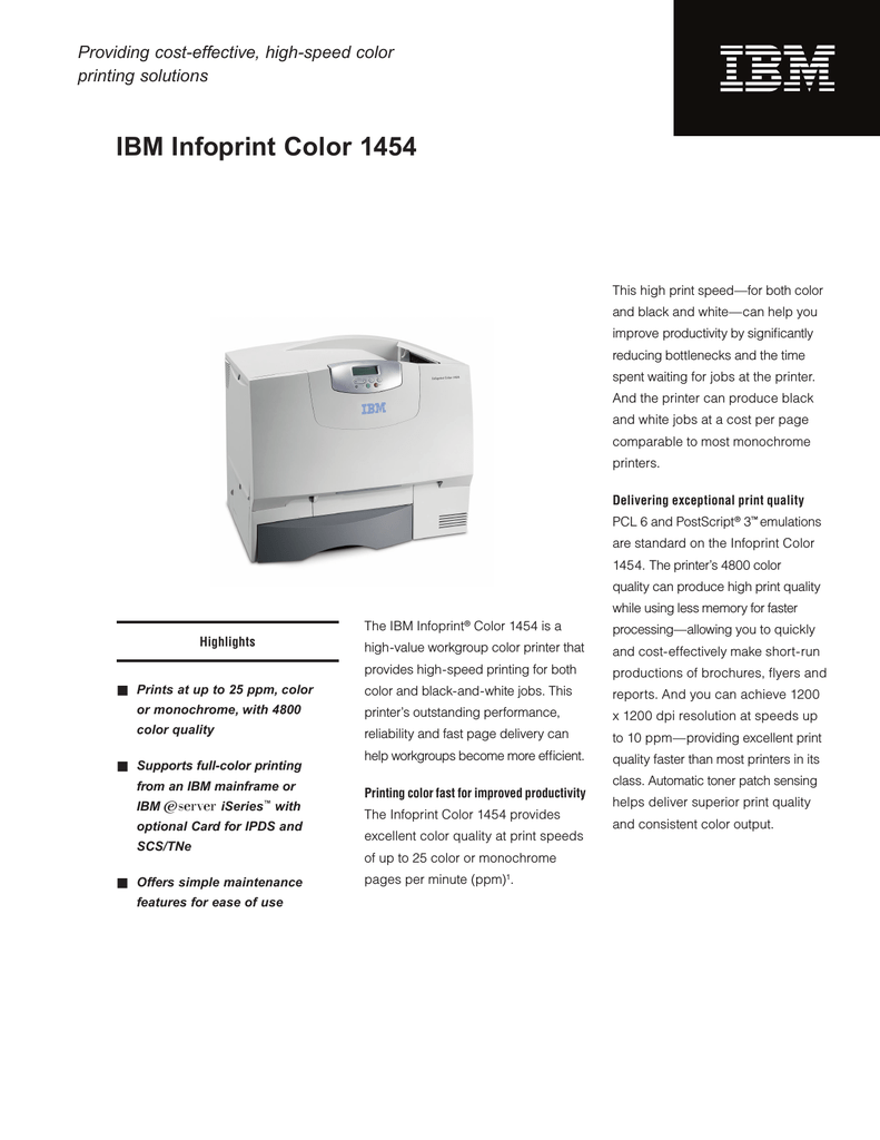 IBM Infoprint Color 1454 USB 25ppm 