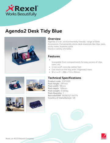 Rexel Agenda2 Desk Tidy Datasheet | Manualzz