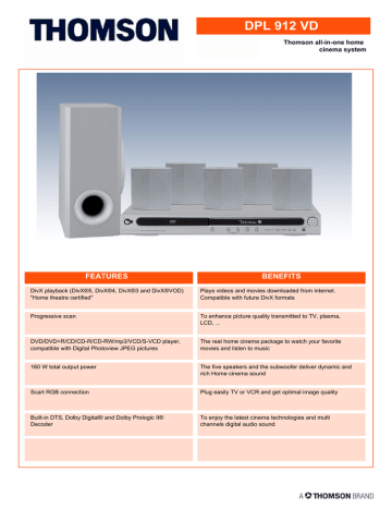 Thomson Home Cinema System DPL 912 VD 