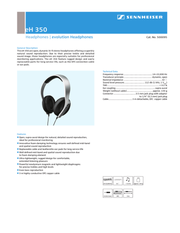 Sennheiser Headphones eH 350 Datasheet Manualzz