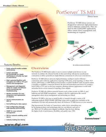 Digi PortServer TS 1 MEI Datasheet | Manualzz