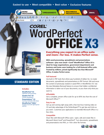 Corel WordPerfect Office X3 Standard Datasheet | Manualzz