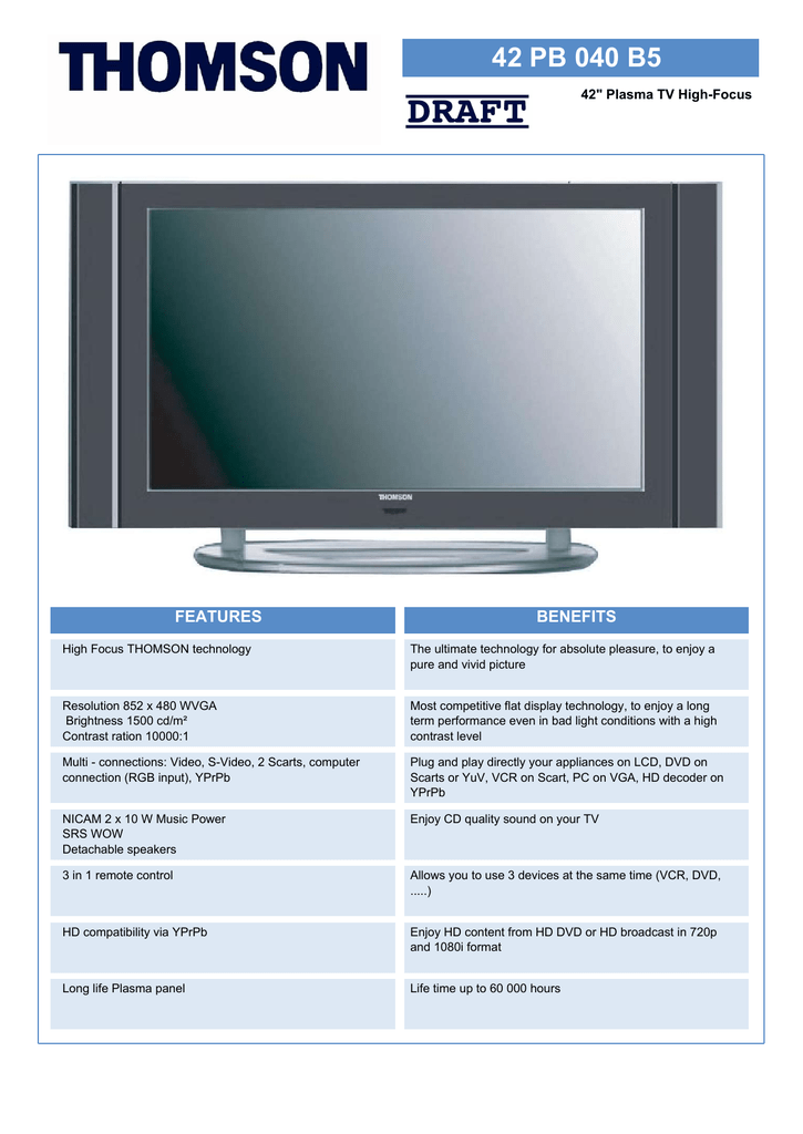 Характеристики телевизоров. Thomson телевизор плазма. Thomson телевизор характеристики. Thomson 32wb842s. Телевизор Томсон инструкция.