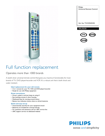 Philips Universal Remote Control Datasheet | Manualzz