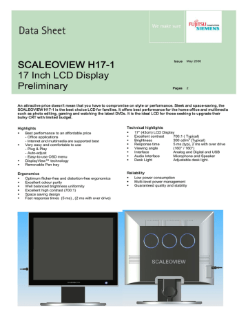 Fujitsu SCALEOVIEW Series H17-1 Datasheet | Manualzz