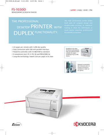 KYOCERA FS-1030D/dn Datasheet | Manualzz