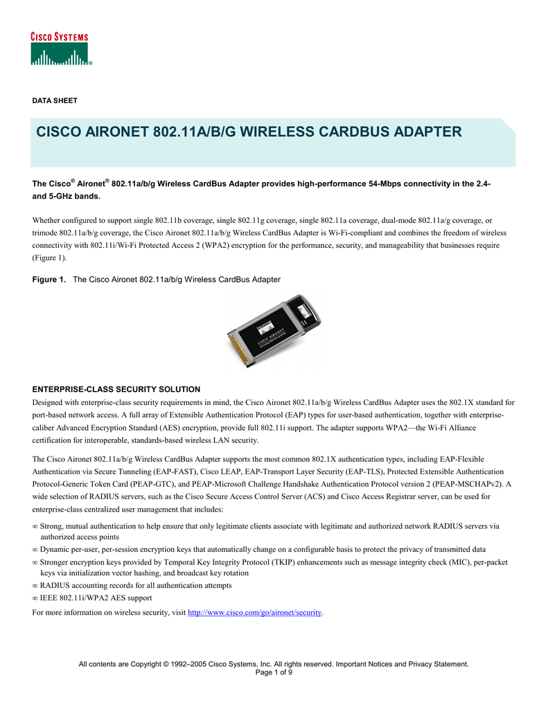 NEW CISCO AIR-CB21AG-A-K9 WIFI ADAPTER 802.11 AIRONET WIRELESS
